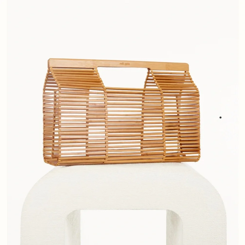 Cult Gaia Top Handle Bamboo Bag NWT Natural - Picture 3 of 8